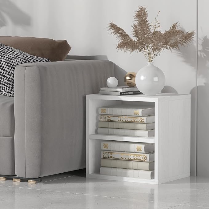 Magic DIY Cube Storage Organizer Stackable Cubes for Home Books Clothes Toy -Modular Cubby Storage System -Stackable Storage Cubes -Bookcase Closet (Pure white-washed, 1 Layer Cube) - LeafyLoom