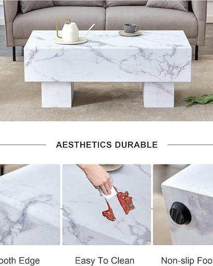 NicBex Dining Table Kitchen Table Contemporary Coffee Table Has Patterns Modern Rectangular Table for Living Rooms Meeting Rooms Banquet Hall, White - LeafyLoom