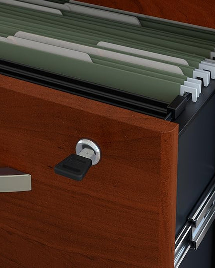 Bush Business Furniture Series C Mobile Under Desk Arrives Fully Assembled | Stylish 3 Drawer File Cabinet for Professional or Home Office, Hansen Cherry - LeafyLoom