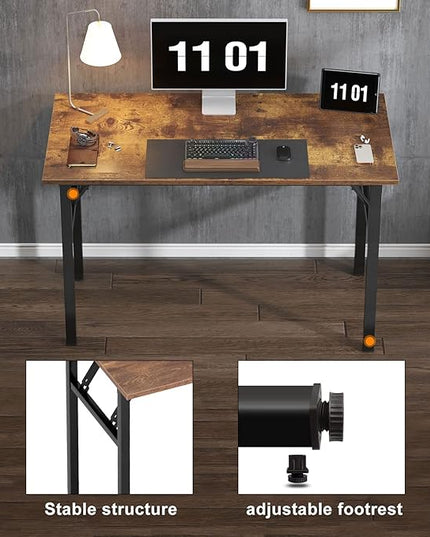 Need 47 inches Computer Desk Office Desk Folding Table with BIFMA Certification Computer Table Workstation, Rustic Brown AC5FB-120 - LeafyLoom