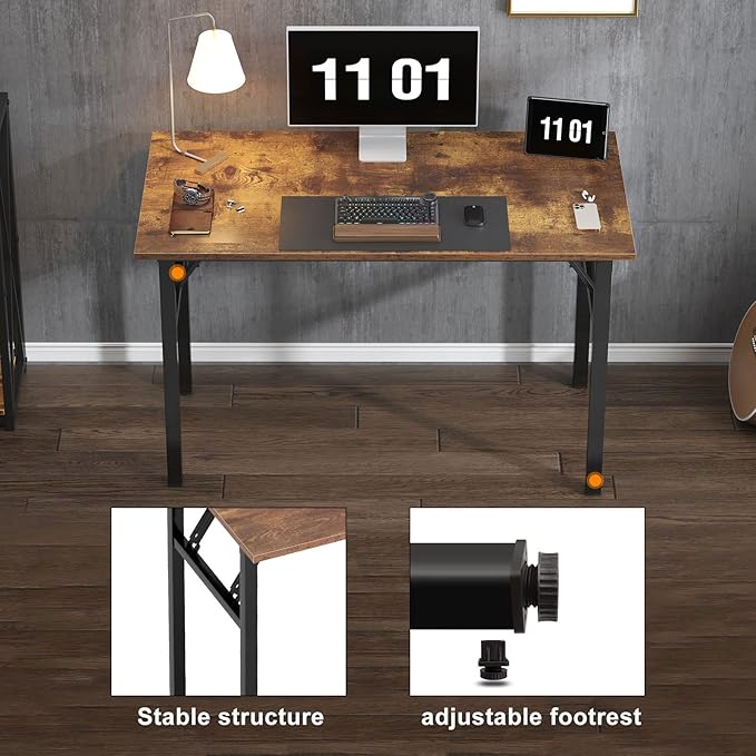 Need 47 inches Computer Desk Office Desk Folding Table with BIFMA Certification Computer Table Workstation, Rustic Brown AC5FB-120 - LeafyLoom