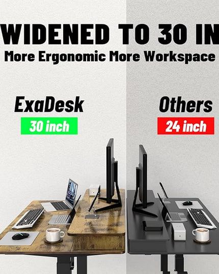 48 * 30 Inches Electric Standing Widened Desk Adjustable Height with 4 Drawers, Double Storage Shelves Stand Up Desk, Home Office Workstation Sit Stand up Desk (Rustic Brown) - LeafyLoom