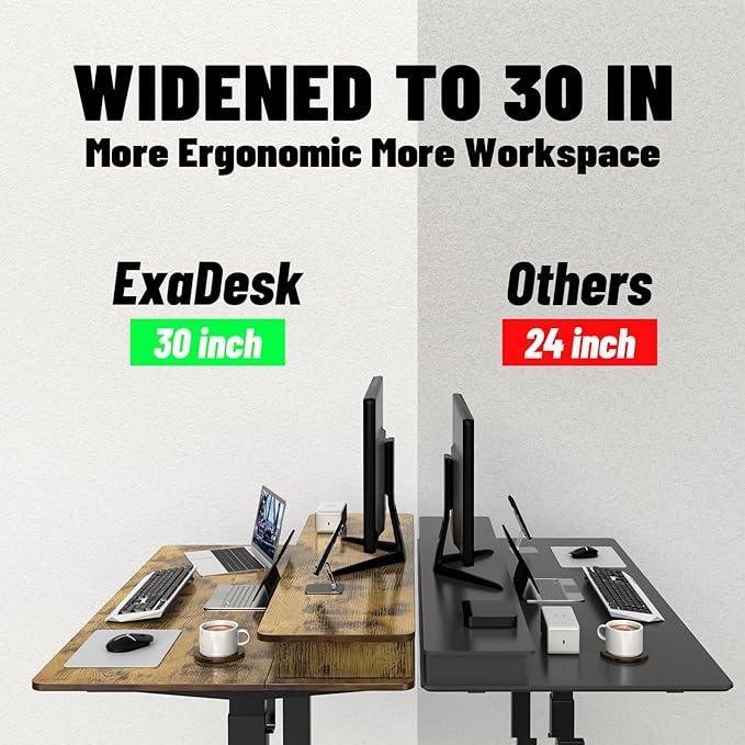 48 * 30 Inches Electric Standing Widened Desk Adjustable Height with 4 Drawers, Double Storage Shelves Stand Up Desk, Home Office Workstation Sit Stand up Desk (Rustic Brown) - LeafyLoom