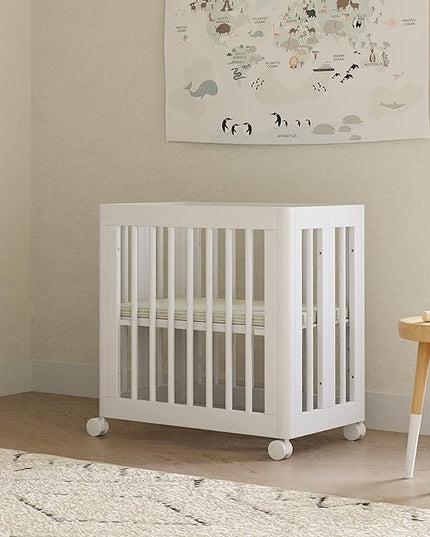 Babyletto Yuzu Convertible All-Stages Bassinet, Midi, Full-Size Crib in White, Greenguard Gold Certified, Portable & Adjustable with Conversion Kits and Pads Included - LeafyLoom