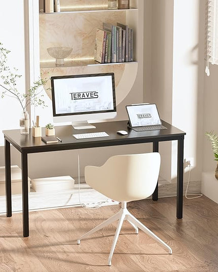 Teraves Computer Desk/Dining Table Office Desk Sturdy Writing Workstation for Home Office(39.37“, Black) - LeafyLoom