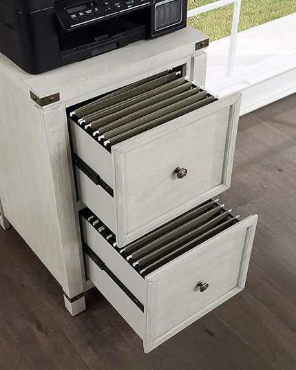 OSP Home Furnishings Designs Baton Rouge 2 Drawer File Cabinet with Rustic Design and Metal Accents, Champagne Oak - LeafyLoom