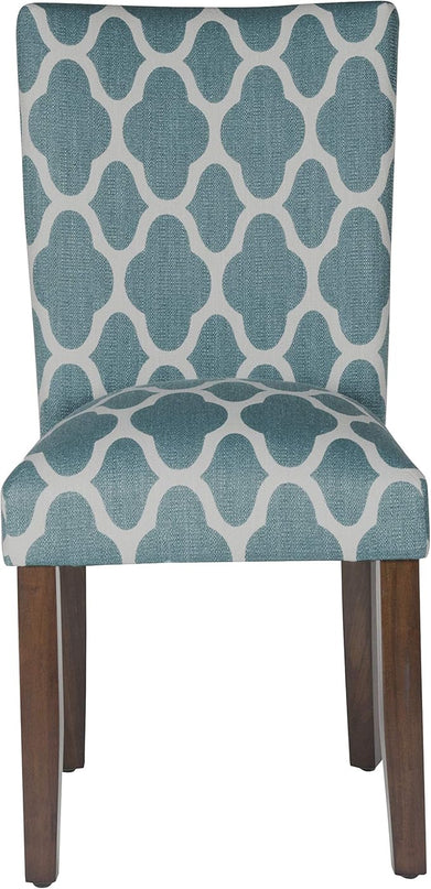 HomePop Parsons Classic Upholstered Accent Dining Chair, Set of 2, Teal and Cream Geometric - LeafyLoom