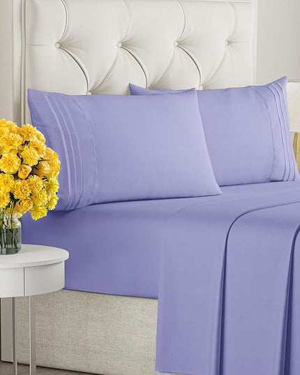 Full Size 4 Piece Sheet Set - Comfy Breathable & Cooling Sheets - Hotel Luxury Bed Sheets for Women & Men - Deep Pockets, Easy-Fit, Extra Soft & Wrinkle Free Sheets - Lavender Oeko-Tex Bed Sheet Set - LeafyLoom