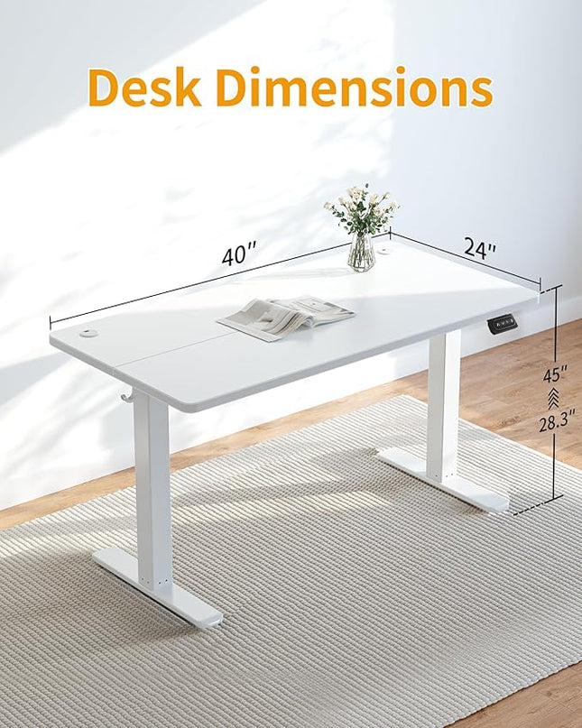 CubiCubi Electric Standing Desk, 40 x 24 Inches Height Adjustable Sit Stand Desk, Ergonomic Home Office Computer Workstation, Light Rustic Brown - LeafyLoom