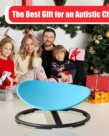 Autism Kids Swivel Chair,Spin Sensory Chair,Kids Spinning Chair,Sit Spin Training Body Coordination,Metal Base Non-Slip Small Desk Chair (Blue) - LeafyLoom