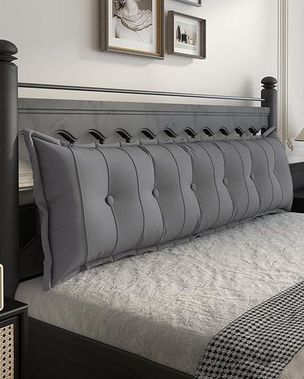 Johnear Headboard Pillow Large Reading Pillows for Sitting in Bed Adult Daybed Cushion Backrest Gray Bolster Pillow Support Positioning Sofa Rest （71 x 3 x 20 inches） - LeafyLoom