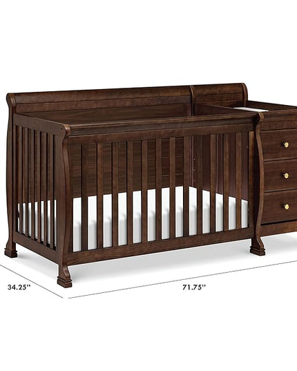 DaVinci Kalani 4-in-1 Convertible Crib and Changer Combo in Espresso - LeafyLoom