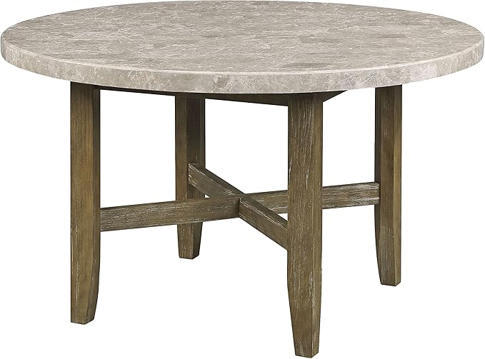 NicBex Dining Table Contemporary Kitchen Table Farmhouse Rustic Dining Table W/Marble Top Marble Top & Rustic Oak Finish for Small Place Round Dining Table, Easy Assembly, Rustic Oak - LeafyLoom