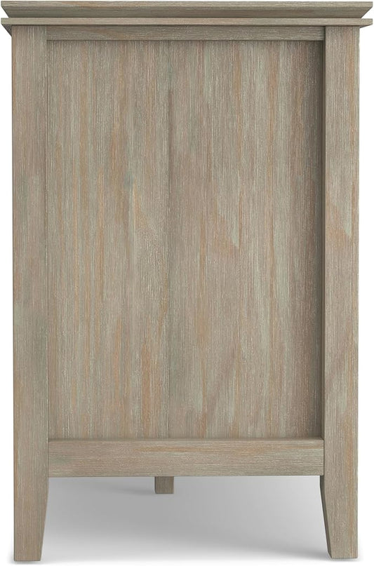 SIMPLIHOME Artisan SOLID WOOD Universal TV Media Stand, 72 inch Wide, Transitional, Living Room Entertainment Center, Storage Cabinet, for Flat Screen TVs up to 80 inches in Distressed Grey - LeafyLoom