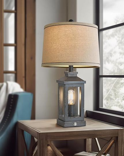 23.75" Farmhouse USB A+C Charging Ports 3-Way Dimmable Touch Control Table Lamp with Nightlight Vintage Modern Lamps for Living Room Bedroom - LeafyLoom