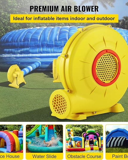 VEVOR Air Blower, 450W 0.6HP Inflatable Blower, Portable and Powerful Bounce House Blower, 1750Pa Commercial Air Blower Pump Fan, Used for Inflatable Bouncy Castle and Jump Slides, Yellow - LeafyLoom