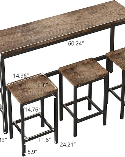 NicBex Kitchen Table Set Dining Room Table Set Modern Design Kitchen Dining Table, Pub Table, Long Dining Table Set with 3 Stools for Kitchen, Apartment, Easy Assembly, Natural - LeafyLoom