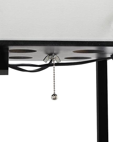 Simple Designs LF1037-BLK Floor Lamp Etagere Organizer Storage Shelf with 2 USB Charging Ports, 1 Charging Outlet and Linen Shade, Black - LeafyLoom