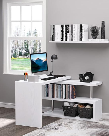 NicBex Kimberly-DW-00212-LWJ Home Office Desks, 47.25"x45"x30", White - LeafyLoom