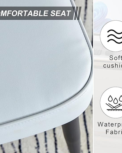 Modern Dining Chairs Set of 2, PU Leather Seat Cushions Light Gray Dining Room Chair, with Black Metal Legs Kitchen Chair for Home Living Room, Restaurant, Light Gray Chair Black Legs - LeafyLoom