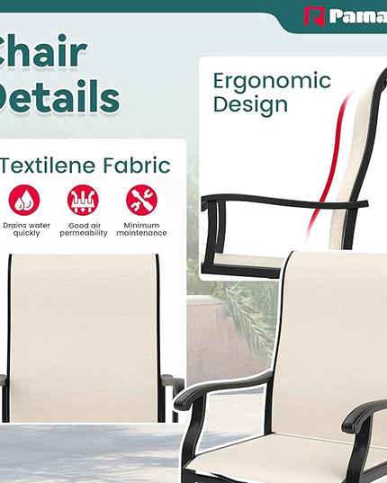 Pamapic 5 Pieces Patio Dining Set, Outdoor Table and Chairs for Garden Backyard Poolside Deck,Outdoor Furniture Set with Square Plastic-Wood Table Top,4 Textilene Chairs,Beige - LeafyLoom