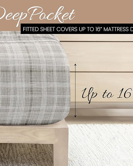 Linen Market 4 Piece King Bedding Sheet Set (Gray Thatch) - Sleep Better Than Ever with These Ultra-Soft & Cooling Bed Sheets for Your King Size Bed - Deep Pocket Fits 16" Mattress - LeafyLoom