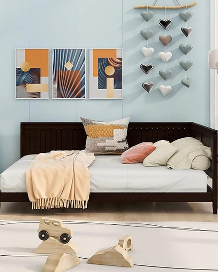 Bellemave Full Size Wood Daybed, Wood DayBed Sofa Bed Frame for Living Room Bedroom,Solid Wood Daybed Twin Size Sofa Bed Frame with Wood Slat Support,No Box Spring Needed,Espresso - LeafyLoom