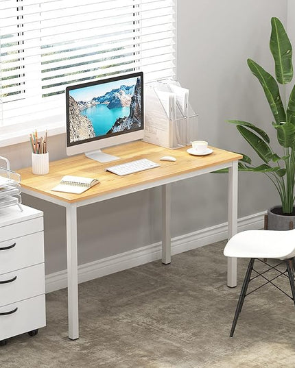 sogesfurniture Computer Desk 47 inches Large Office Desk Computer Table with BIFMA Certification Sturdy Office Desk Writing Desk,Teak with White Leg BHUS-AC3BW-120 - LeafyLoom
