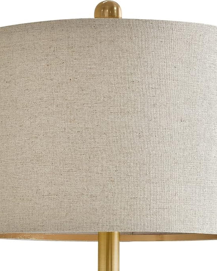 PORTRES 24" Farmhouse 3-Way Dimmable Touch Ceramic Table Lamp Set of 2 for Bedroom White Bedside Lamps with USB A+C Charging Ports for Living room Nightstand Lamp End Table lamps - LeafyLoom
