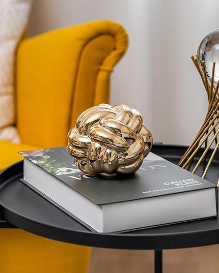 1pcs Gold Knot Decor, Coffee Table Books Decor (5x4) Book Decor, Bookshelf Decor, Shelf Decor Aesthetic, Home Decor Accents, Console Table Decorations - LeafyLoom