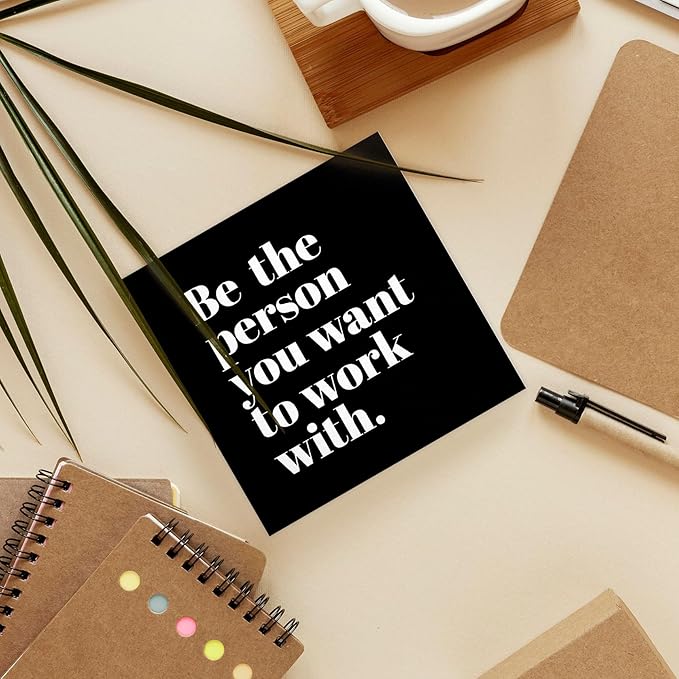 Be The Person You Want to Work With Inspirational Black Wood Box Sign Desk Decor, Teamwork Motivational Themed Wooden Block Sign Decorations for Home Office Workplace Wall Tabletop Shelf Decor - LeafyLoom