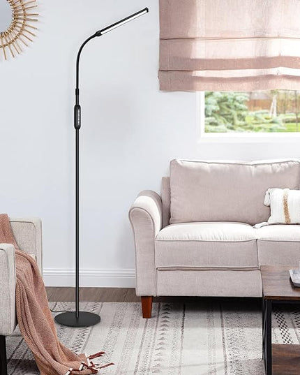 Bright LED Floor Lamp for Eyelash Extensions Adjustable Gooseneck Standing Eyelash Light Dimmable lash LED Lamp for Facial Spa Salon Makeup Reading Floor Lamp for Bedroom Office Black - LeafyLoom