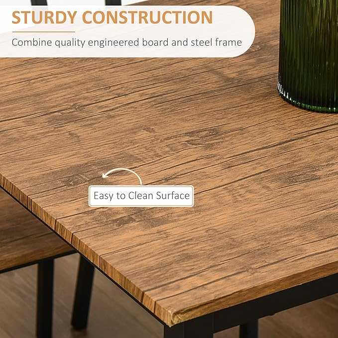 NicBex Small Dining Table Set for 4 Bar Table and Chairs Set 5 Piece Industrial Dining Table Set for 4, Rectangular Kitchen Table and Chairs, Dining Room Set for Small Space, Rustic Brown - LeafyLoom