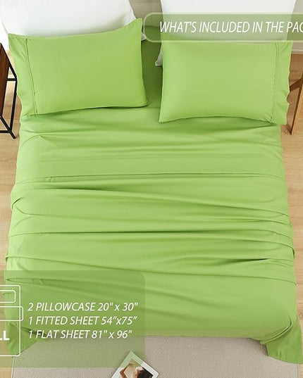 Full Sheet Set - 4 Piece Soft Breathable Bed Sheets for Full Size Bed, Extra Deep Pocket Lxuury Brushed Sheets, Cooling Hotel Bedding Sheets and Pillowcases, Wrinkle Free Oeko-Tex Sheets - LeafyLoom