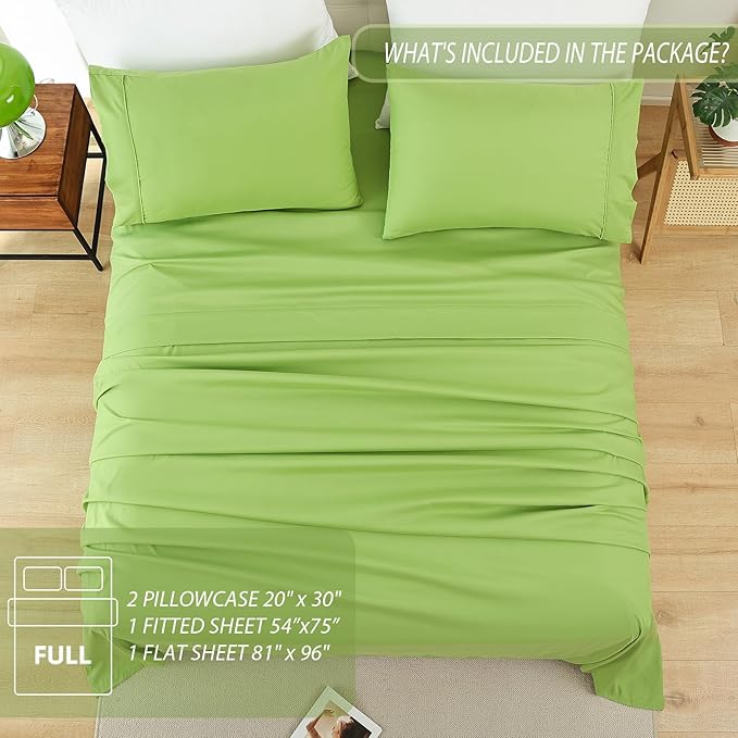 Full Sheet Set - 4 Piece Soft Breathable Bed Sheets for Full Size Bed, Extra Deep Pocket Lxuury Brushed Sheets, Cooling Hotel Bedding Sheets and Pillowcases, Wrinkle Free Oeko-Tex Sheets - LeafyLoom