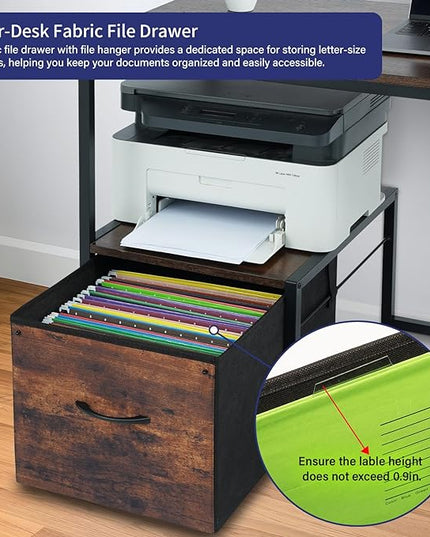 TOPSKY L-Shaped Desk Corner Computer Desk with 18.9" Depth Workstation, Cloth File Cabinet for Letter Size File Folder and 4 Cloth Storage Cabinets (Bamboo, 59 * 59 inch) - LeafyLoom