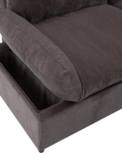 119.5'' 3 Seater Modern Sectional Sofa with 2 Built-in Storage Units on Armrest, Large Seating Depth Design Upholstered Couch Set for Living Room, Office, Apartment, Gray, 119.5 Inch - LeafyLoom