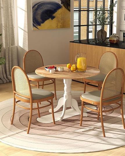 Round Dining Table, Natural - LeafyLoom