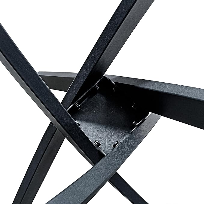 Tempered Glass Dining Table with Black Metal Legs, 47in Modern Rectangular Kitchen Table for Kitchen Dining Room Home Office (47.24 * 27.55, Black) - LeafyLoom