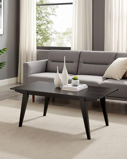 Walker Edison Sibu Japandi Minimalist Coffee Table, 43 Inch, Black - LeafyLoom