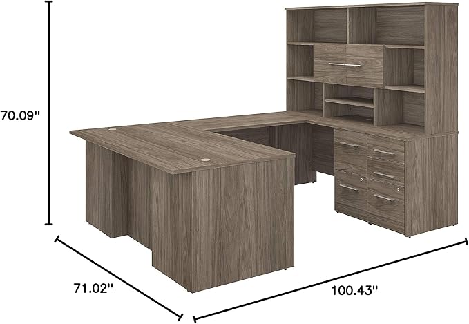Bush Business Furniture 500 Home Office Desk, 72W, Modern Hickory - LeafyLoom