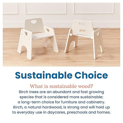 ECR4Kids Stackable Wooden Toddler Chair, 10in, Kids Furniture, White Wash, 2-Pack - LeafyLoom