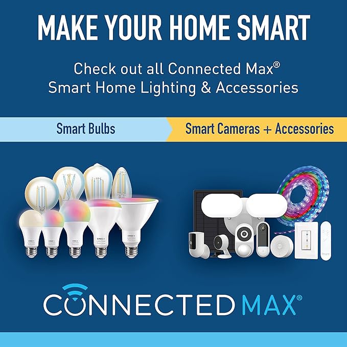Cree Lighting Connected Max Smart Led Bulb Par38 Outdoor Flood Tunable White + Color Changing, 2.4 Ghz, Works with Alexa and Google Home, No Hub Required, Bluetooth + WiFi, 1Pk CreeLighting