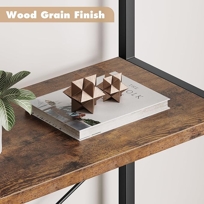 GAOMON 5 Tier Bookshelf Arched Bookcase Modern Standing Bookshelves Tall Display Racks Metal Book Shelf for Bedroom, Living Room, Home Office - LeafyLoom