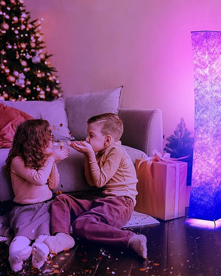 chiphy Floor Lamp, 64" Tall Dimmable and RGB Color Changing LED Smart Bulbs White Fabric Shade, with Remote Control, Standing Lamp for Living Room, Bedroom Play Room - LeafyLoom