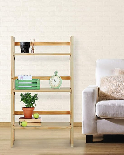 Casual Home 3-Shelf Folding Student Bookcase (20.75" Wide)-Natural - LeafyLoom