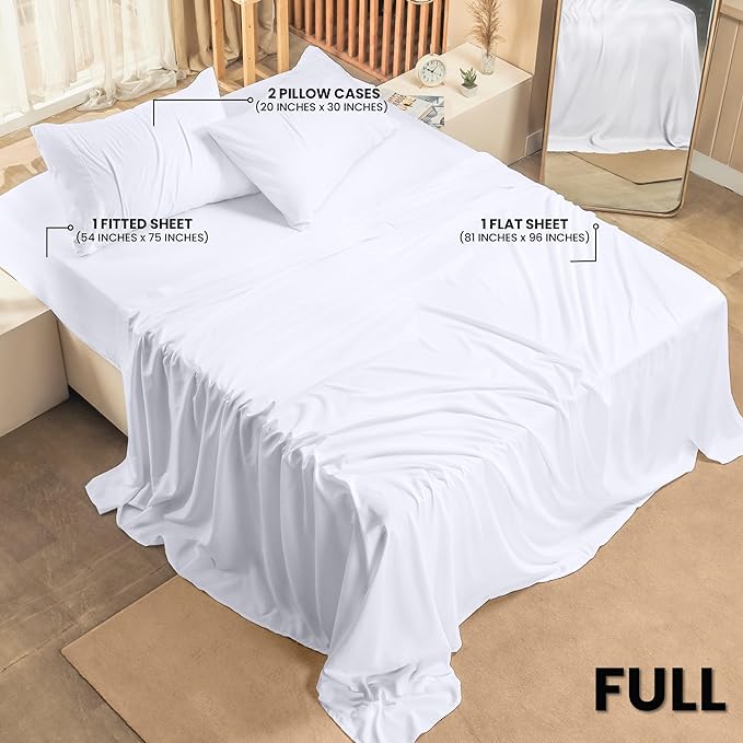 Utopia Bedding Full Bed Sheets Set - 4 Piece Bedding - Brushed Microfiber - Shrinkage and Fade Resistant - Easy Care (Full, White) - LeafyLoom