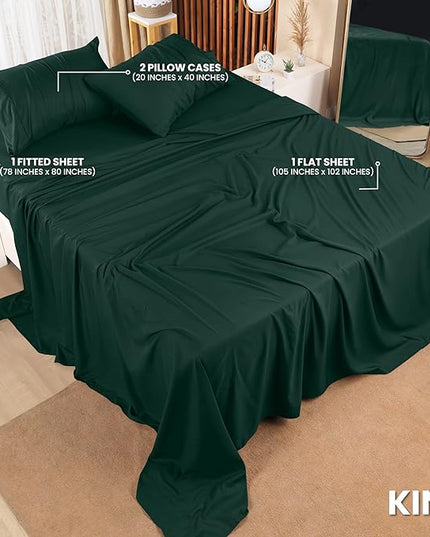 Utopia Bedding King Bed Sheets Set - 4 Piece Bedding - Brushed Microfiber - Shrinkage and Fade Resistant - Easy Care (King, Emerald) - LeafyLoom