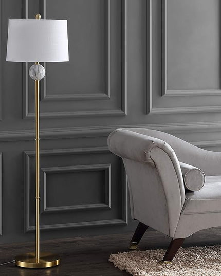 JONATHAN Y JYL1093A Vaughn 60" Modern Metal/Resin LED Floor Lamp Classic,Glam,Transitional for Bedrooms, Living Room, Office, Reading, BrassGold/White - LeafyLoom
