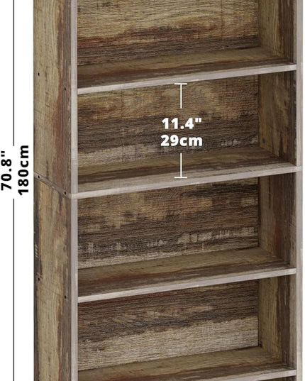 IRONCK Bookshelves and Bookcases Floor Standing 6 Tier Display Storage Shelves 70in Tall Bookcase Home Decor Furniture for Home Office, Living Room, Bed Room - LeafyLoom